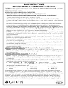 Golden Lift Chair Warranty